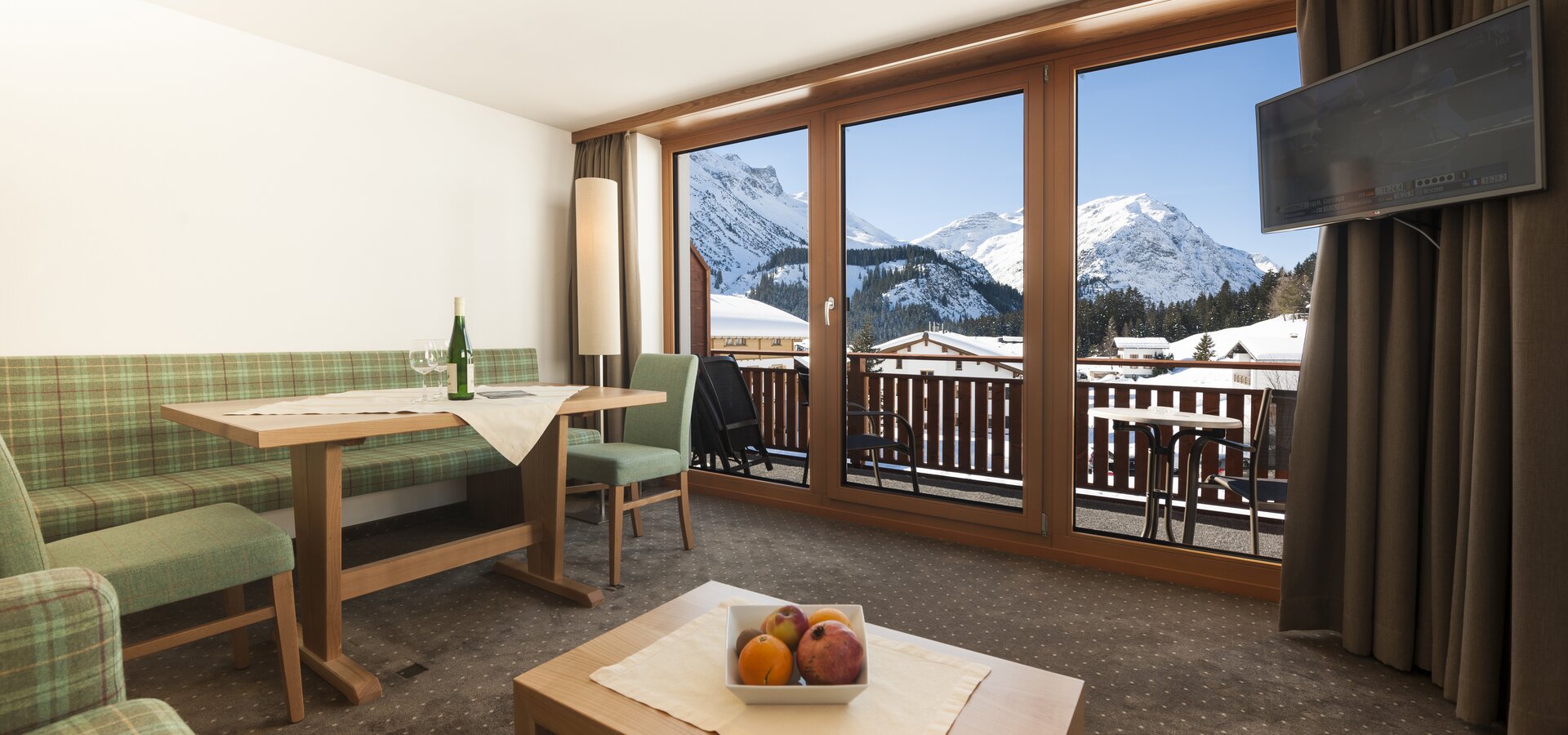 room with mountain panorama